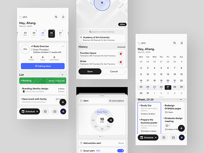 Calendar Concept Application 2 alert app application behance calendar calendar app card concept design event event app goal goals location sketch ui