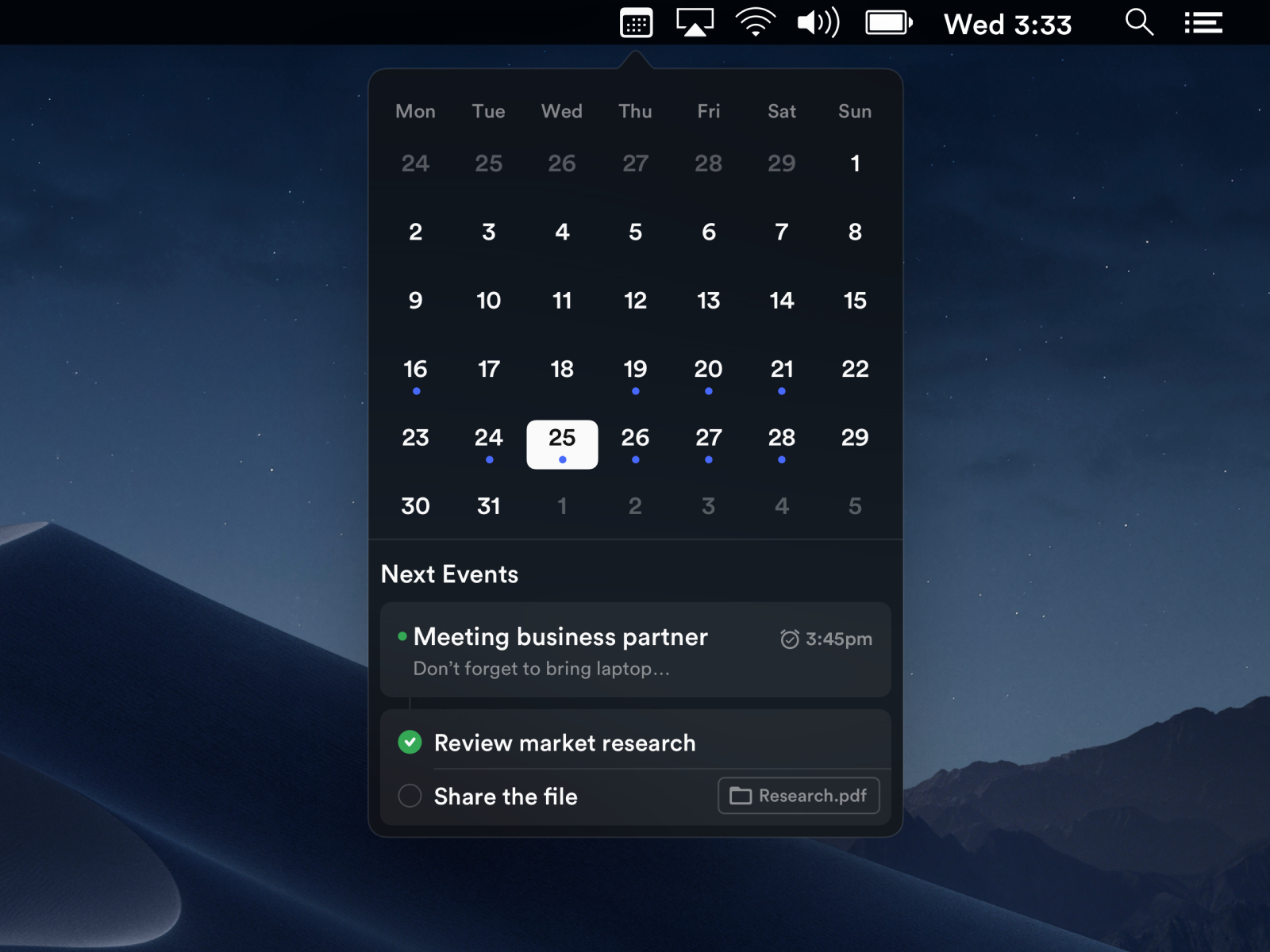calendar widget for mac desktop high sierra