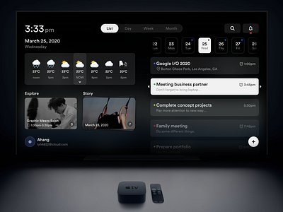 Calendar Concept Application (Apple TV Version) app apple application behance calendar app calendar ui concept design layout platform screenshot sketch tv tv app tv series ui uxui