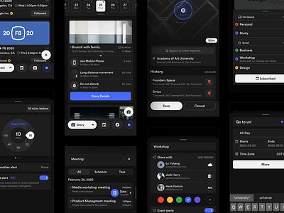 Calendar Concept Application (Dark 2) by yuhang on Dribbble