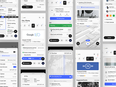 Calendar Concept Application (Light) app application behance calendar calendar app calendar design calendar ui color concept design event explore layout list map platform sketch timezone ui