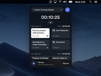 Time Tracker Widget (macOS) app application concept design layout macos macosx platform sketch time timer timetracker tracker ui widget