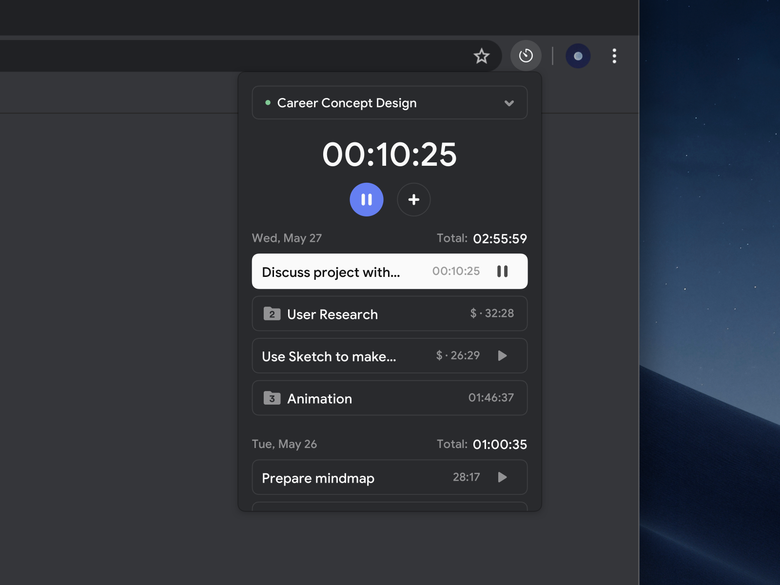 Time Tracker Extension (Chrome) by yuhang on Dribbble