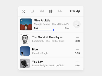 Music Player Widget app application concept cover dark design layout list listing music music app music art music player player player card player ui players playlist sketch ui