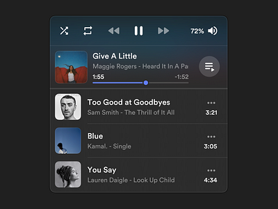 Music Player Widget by yuhang on Dribbble