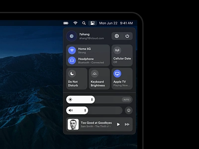 System Status Concept (macOS) app application bar bars center concept control dark design layout platform redesign redesign concept sketch status status bar statusbar symbol symbols ui