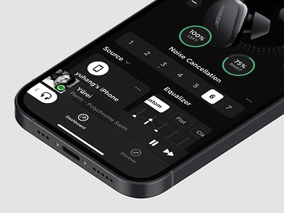 Earbuds Controller 2 app application bose concept dark dark ui dashboard design ear earbuds earphone earphones ears headphone headphones layout panel platform sketch ui