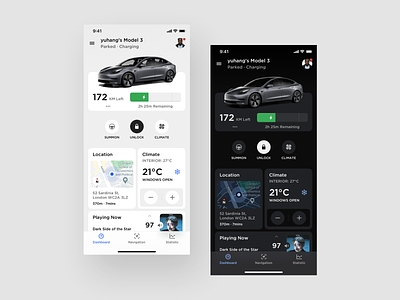 Tesla Concept app application car concept control controller dark dashboard design light panel platform sketch tesla ui vehicle