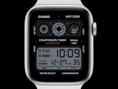 Casio Watch Face 2 alarm app apple applewatch application casio clock concept design digital os sketch ui watch watchface watchos