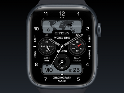 Citizen Watch Face 4 alarm app apple applewatch application citizen clock concept control dashboard design panel redesign sketch ui watch watchface watchos