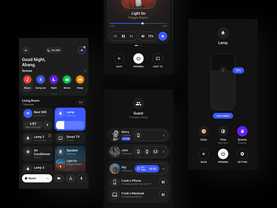 Smart Home Concept Application(Dark Mode) app application behance concept dark dark ui design sketch ui uiux ux