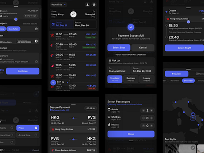 Flight Ticket Concept Application (Dark)