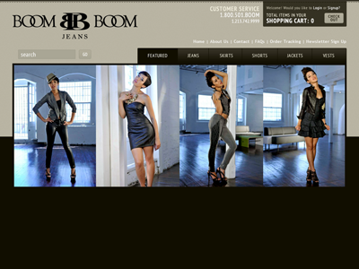 Boom Boom Jeans apparel elegant fashion luxury shopping cart web design website