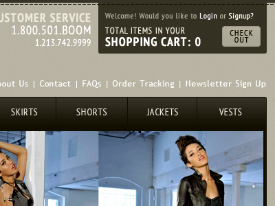 Boom Boom Jeans - Header apparel elegant fashion luxury shopping cart web design website