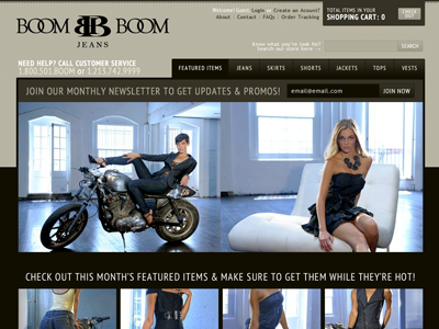 Boom Boom Jeans - Home Revised apparel elegant fashion luxury shopping cart web design website