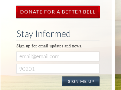 Donate & Newsletter Signup Buttons blue button form red redesign shiny web site web site redesign website
