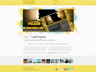 Portfolio home page | Round 1 home page homepage portfolio web site website yellow
