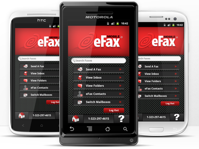 eFax App Landing Page for Android clean efax landing page red smart phone web design white