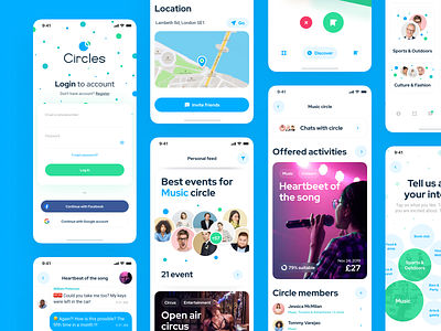 Circles. Explore events with suitable friends