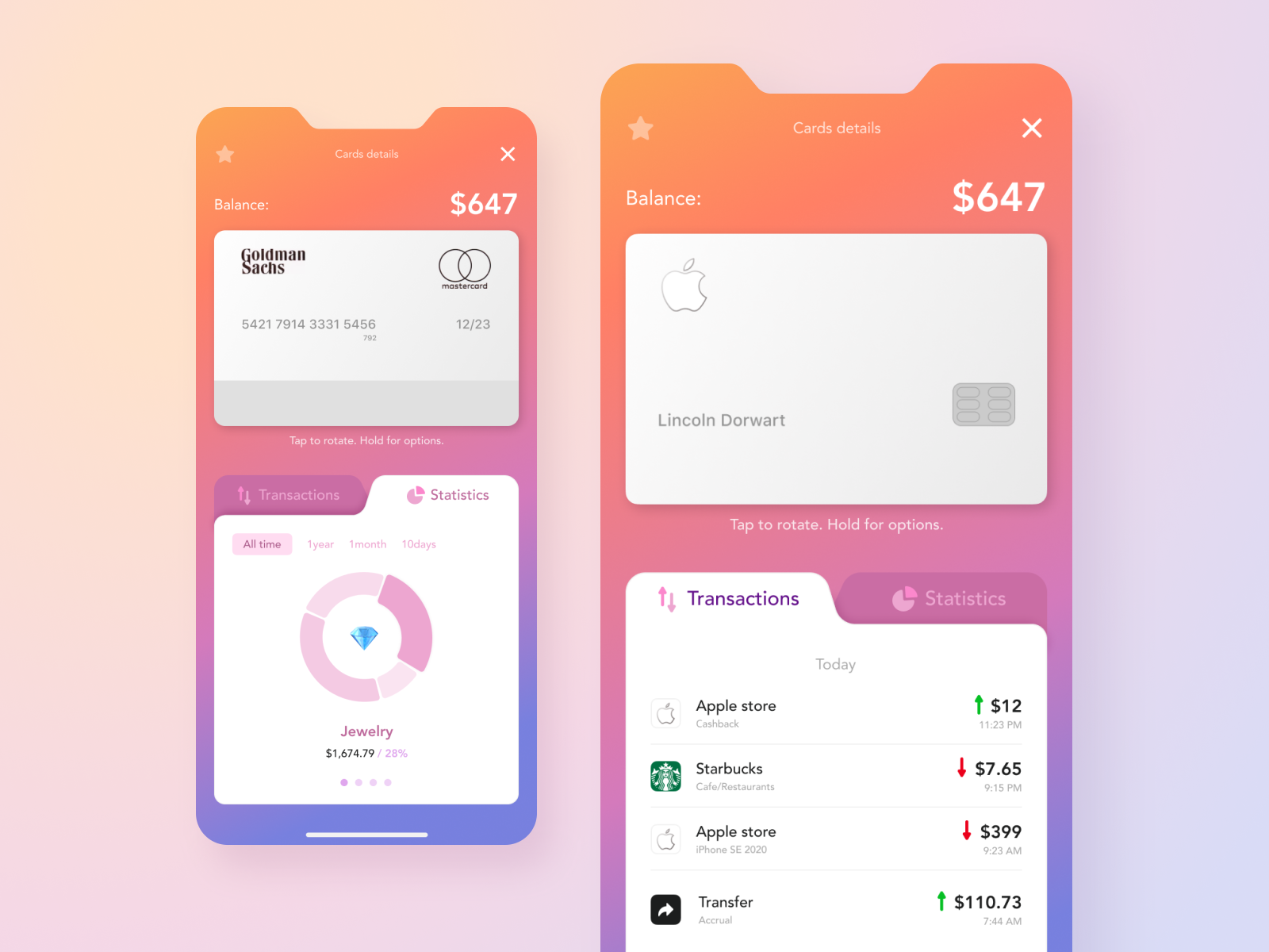 iOS mobile wallet. All cards in your phone by Yurii Funkendorf for Cre8 ...