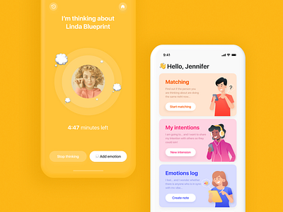 Inner. iOS mobile app for coincidences and mood sharing app card coincedence dating design emotion filter ios logo matching mobile ui ux