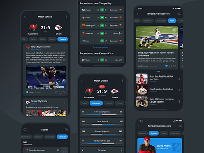 Multi-sport mobile app. Statistic and results app cards design feed filters ios mobile sport statistic tabs ui ux
