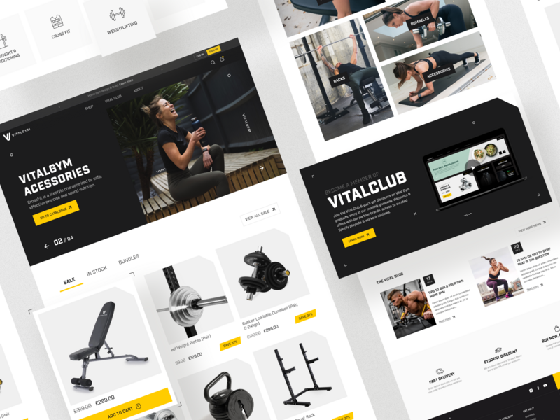 VitalGym. eCommerce website for home gym equipment brand cards catalog design ecommerce figma filters gym responsive sport ui ux web website