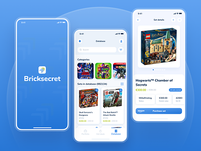 The biggest and most detailed LEGO sets database. Live soon! app branding cards database design filters ios list logo navigation search ui ux