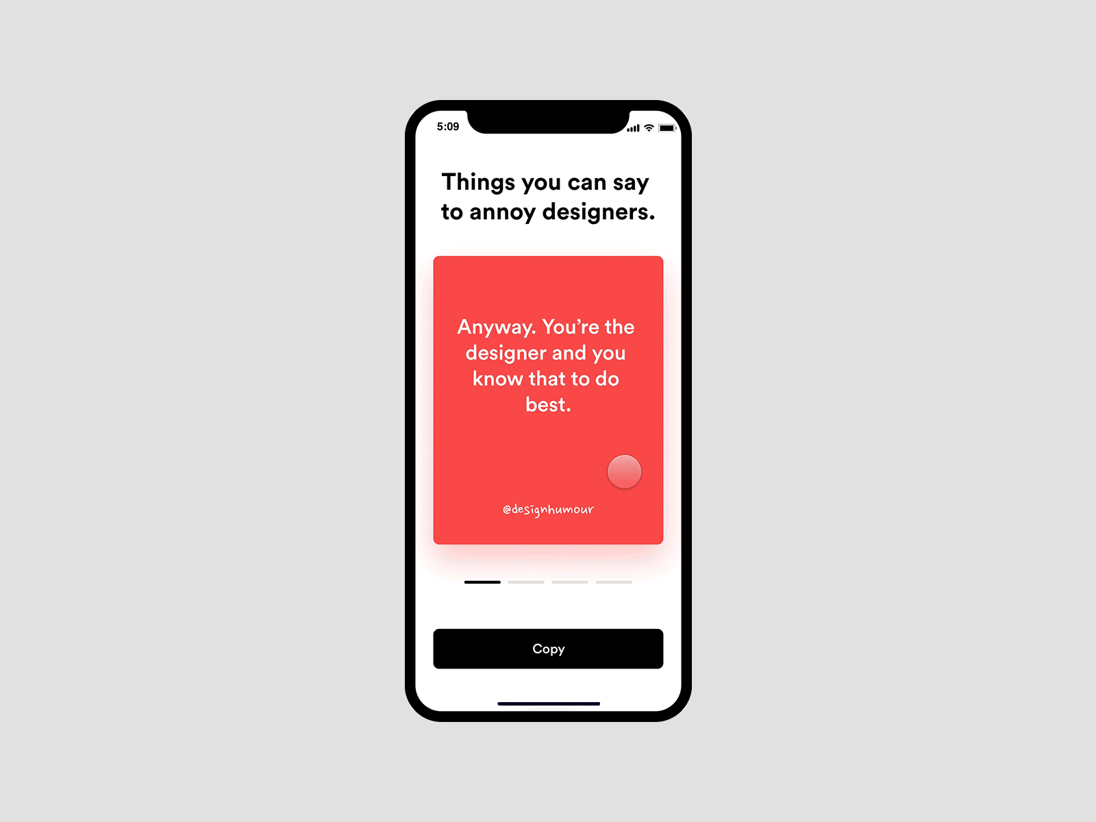 Design Humour Concept App app cards ui clean design figma joke minimal quote design quotes slider ui