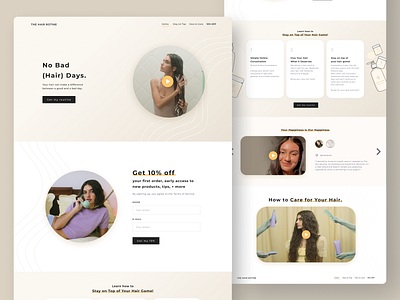 Landing Page for Cosmetics hair landing page marketing models the hair routine ui video header