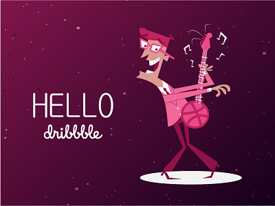 Hi, Dribbble! design dribbble flat hello dribbble illustration music vector