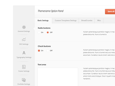 Options Ui button clean form input orange tabs ui