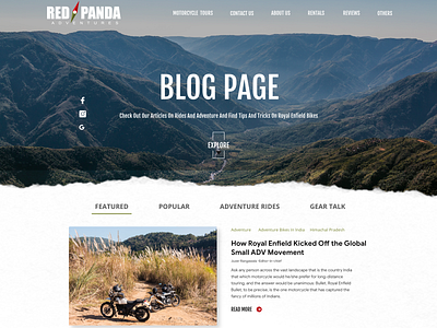 Bike Rides Web - Blog page design ui ux web website