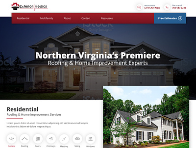 Exterior Medics Home Page Redesign contractors gutters home home improvement house multifamily responsive roof roofers roofing rooftop web design web dev web developer webdesign webdesigner webdev webdeveloper website website design