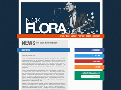 Nick Flora band creative design mobile musician portfolio responsive ui web website