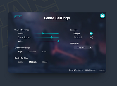 Game settings page  Games, Page, Page design