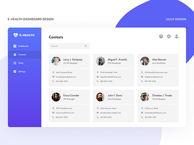 E-Health Dashboard - Contacts