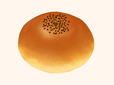 Anpan bread design food illustration