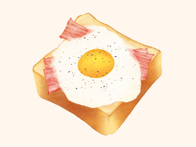 EggToast bacon bread design egg food illustration toast
