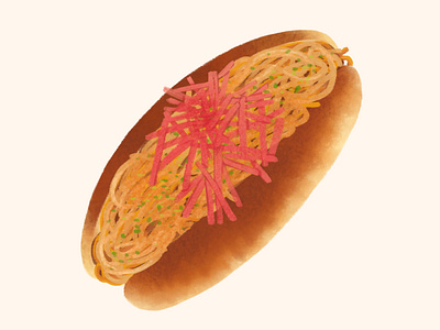Yakisoba-sandwich bread design food illustration japan japanese food yakisoba