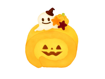 Halloween_Rollcake cake design food ghost halloween illustration pumpkin