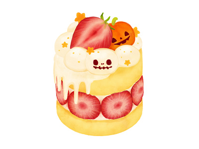 Halloween Strawberry Cake cake design food halloween illustration strawberry sweet