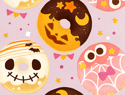 Halloween Donuts pattern design donuts food halloween illustration sweet