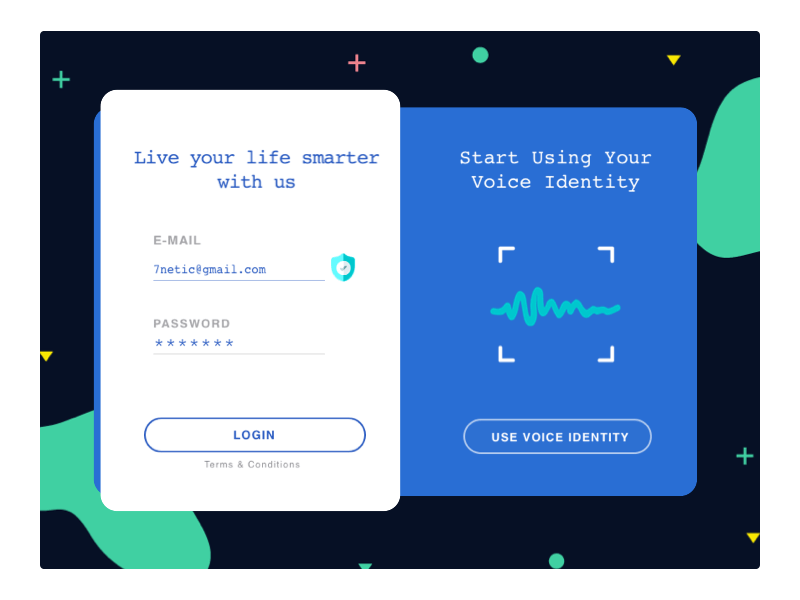 7netic Voice Identity Login/Signup animation app branding design login sign in page ui voice web website