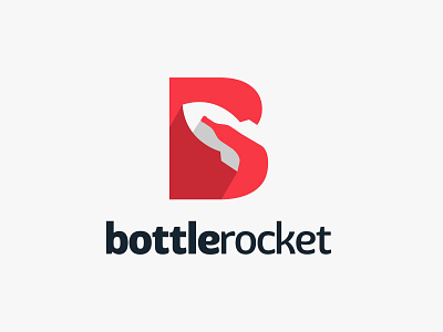 Bottle Rocket design dual meaning icon letter logo negative space logo rocket smart typography unique vector