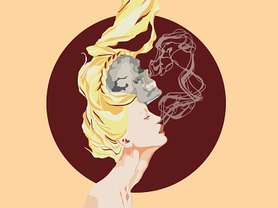 Soul, Skull And Smoke art body character design flat girl hair illustration illustrator logo minimal retro skull smoke vector vintage wine woman