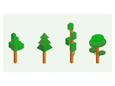 Isome Trees illustration isometric vector