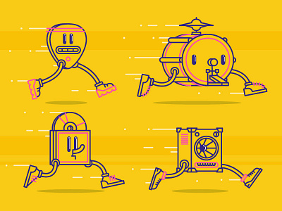 Run 2 character illustration music vector