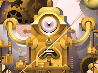 El mundo está mal diseñado exposition eye illustration steampunk vector world