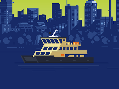 Opal 2 building cityline ferry flat illustration river skyline sydney transport vector